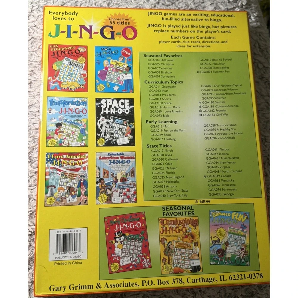 Halloween JINGO A Bingo Style Game - SEALED School Party